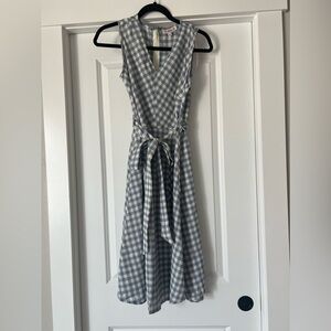 Nanette Lepore Checkered Blue V Neck Dress Size 2